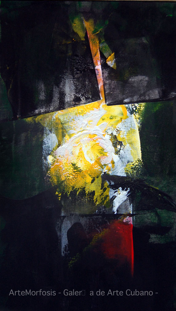 HIDDEN LIGHT - Acrylic and oil on canvas 100 x 45 cm 2010 Signed in Beijing