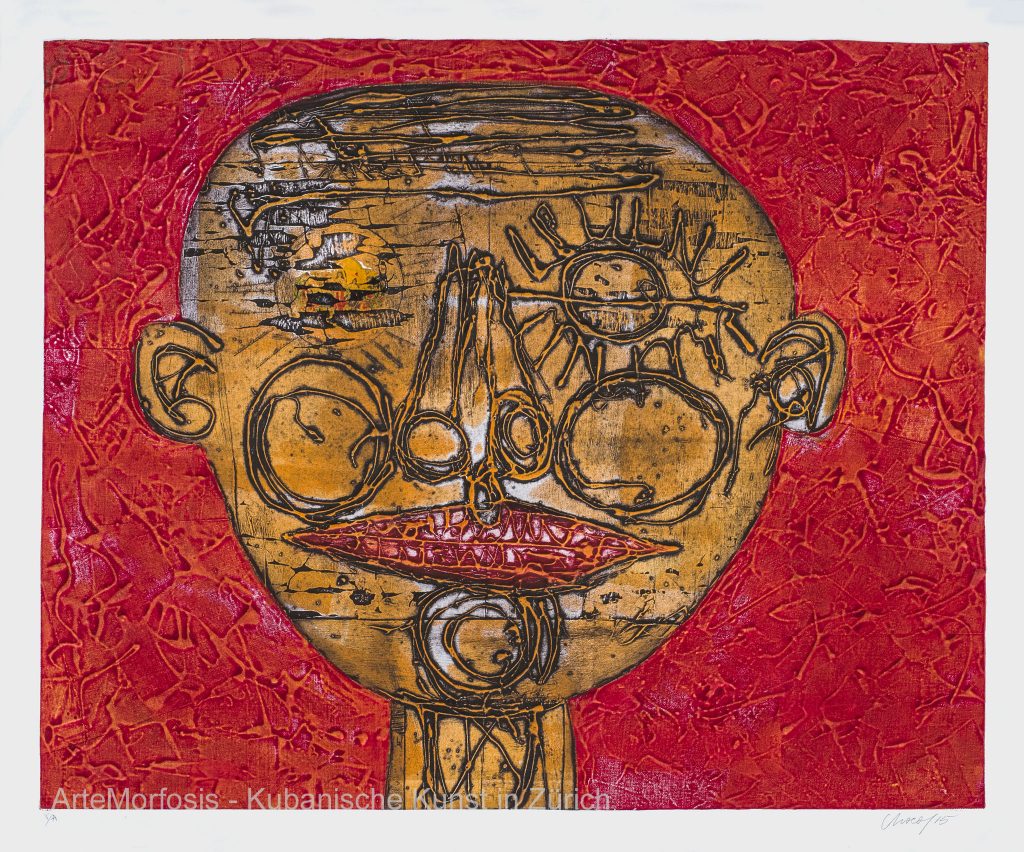 Fat Coloured Lips - 2015 - Collagraphy on Paper - 107 x 89 cm